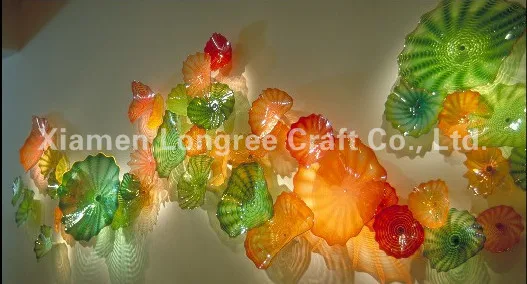 

Hotel Hall Art Multi-Colored Glass Plates High Quality Murano Glass Wall Art Plate