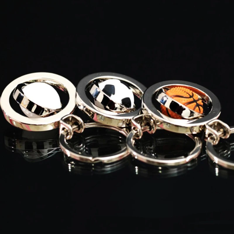 High Quality Alloy Creative 3D Football Rotating Soccer Basketball Golf Keychains Key Rings Sports Chains Boys Friend Gift | Украшения и