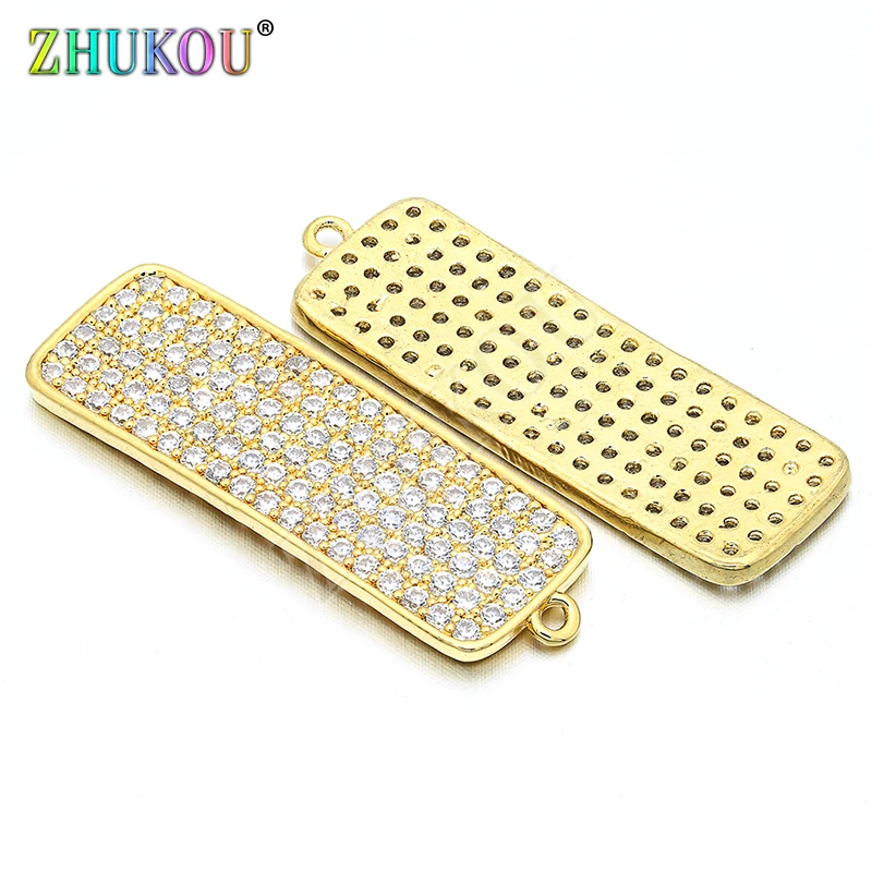 11*35mm Brass Cubic Zirconia Rectangle Charms Pendants DIY Jewelry Findings Accessories Hole: 1.4mm Model: VD112 | Украшения и