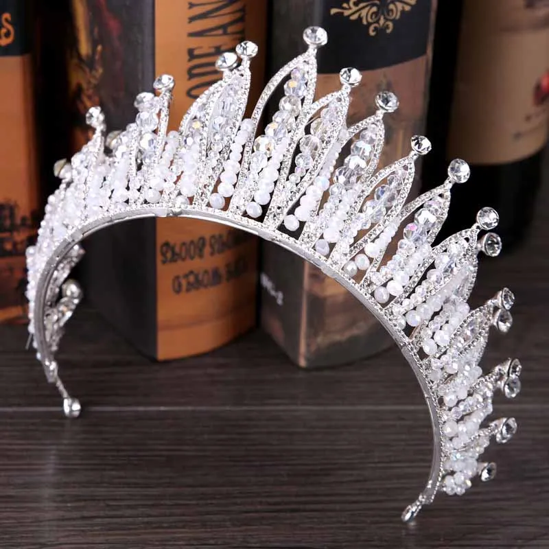 Роскошный Большой Кристалл Стразы свадебная тиара Коронки Принцесса Queen