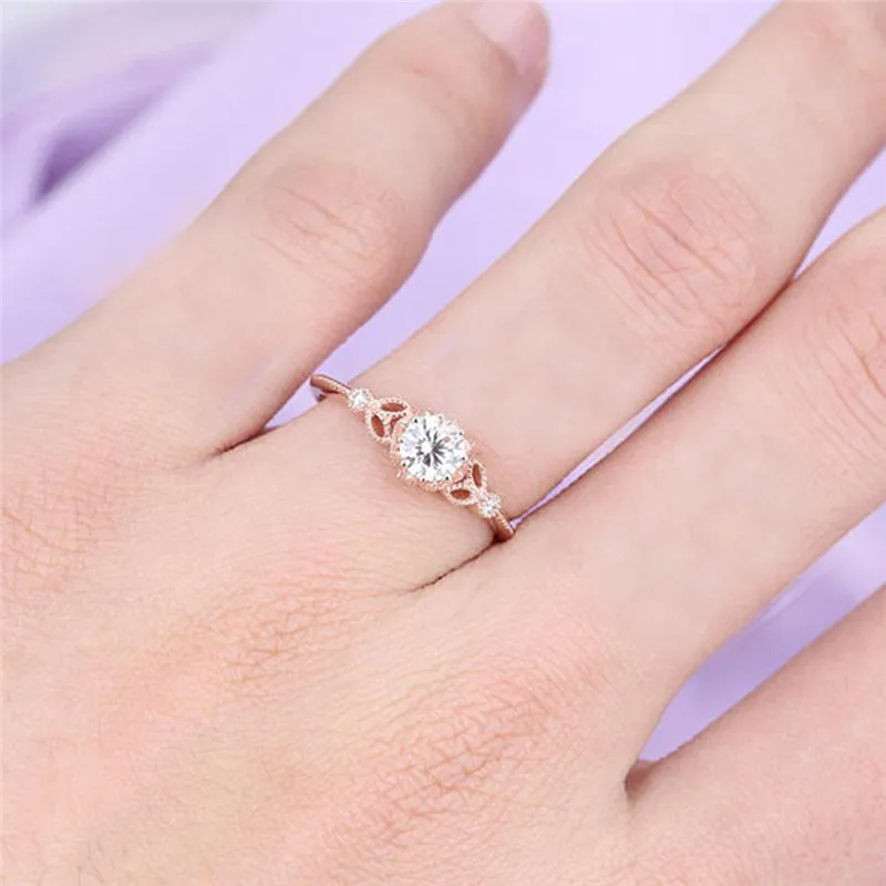 Crystal Flower Ring Золото/серебро, шикарные изящные кольца в виде снежинок для женщин, девушек, Обручальные, свадебные, вечерние, Anel ювелирные изделия, подарок, bague femme Z2 - Цвет основного камня: Crystal Flower Ring