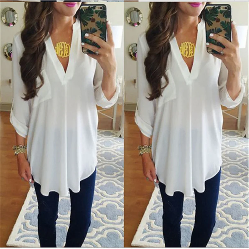 Повседневные шифоновые блузки с глубоким v образным вырезом для беременных