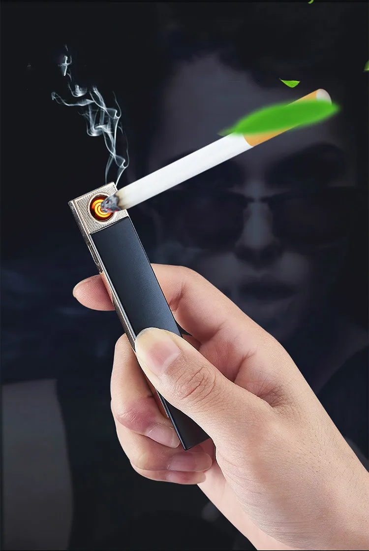 USB зарядка Зажигалка Ветрозащитная ультра тонкая электрическая проволока