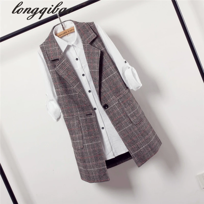 Женский Длинный жилет в клетку безрукавка с зажимом для лошадей весна осень 2019|long