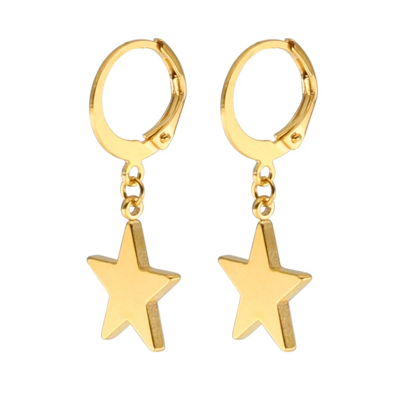 E Gold 13mm Модные серьги из нержавеющей стали, римская цифра, якорь, Череп, звезда, Подвеска для женщин, классические кольца, подарочные украшения для ушей, 2 штуки - Окраска металла: E Gold 13mm