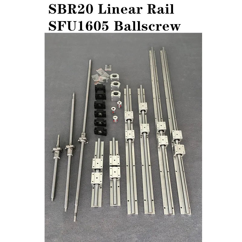 

6 set SBR20 -300/750/1400mm Linear Guide Rail +4 set SFU1605 - 350/800/1450/1450mm Ballscrew set + 4 set BK/BF12 CNC Parts