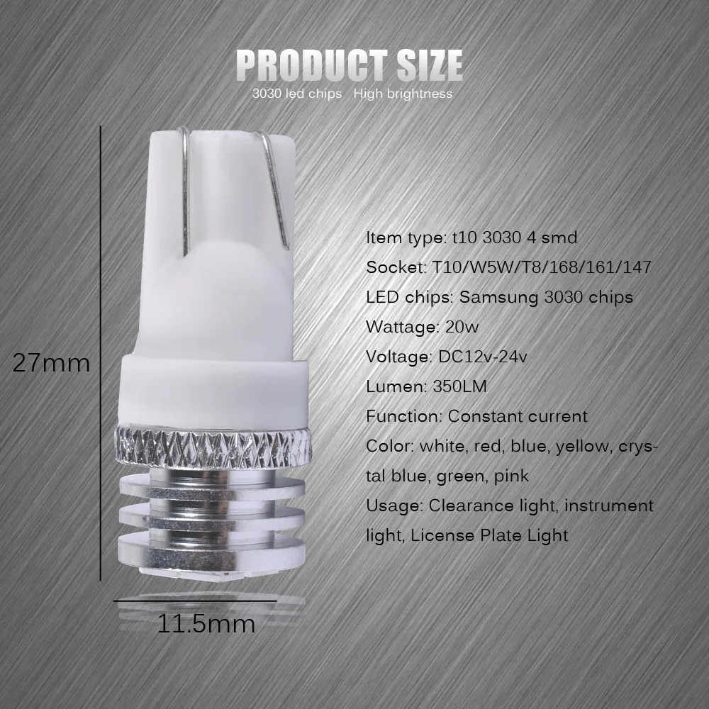 AutoEC 2x T10 3030 4 smd 194 168 W5W Светодиодная подсветка для заднего номерного