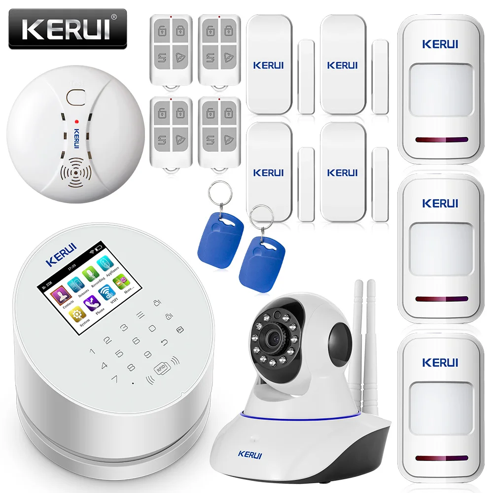 KERUI Android IOS app пульт дистанционного управления WI-FI GSM PSTN в одном стиле «Три в одном», домашняя система охранной сигнализации высокого качества gsm сигнализация