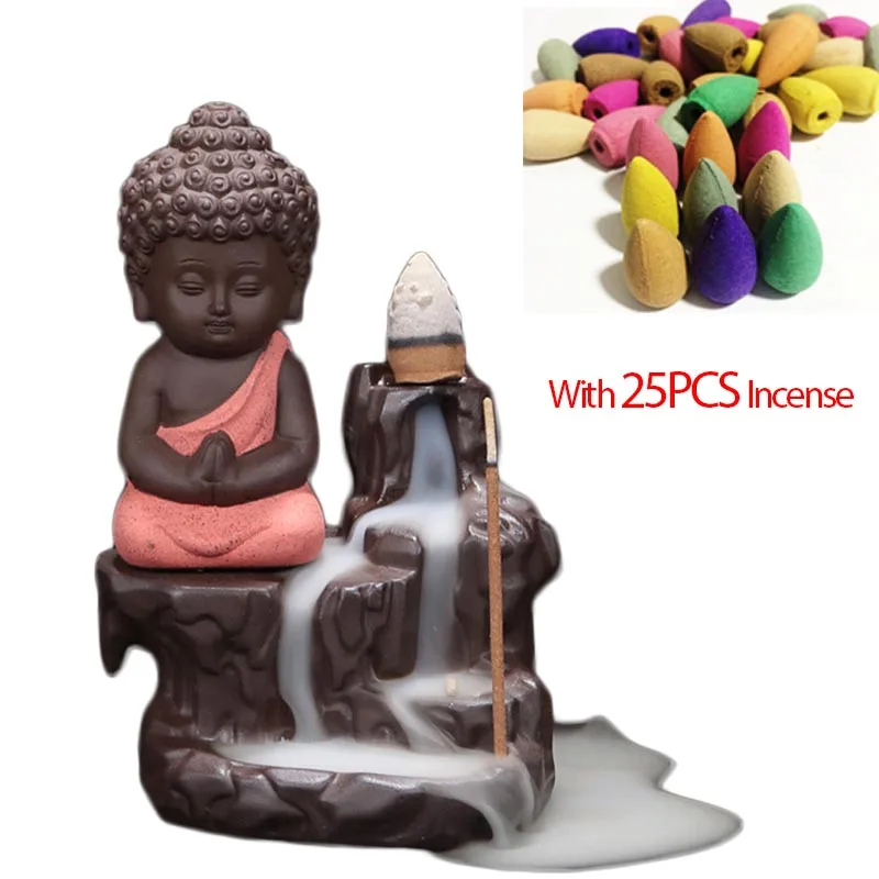 25 шт. конус для благовоний + Милая керамическая подставка благовоний|stick incense