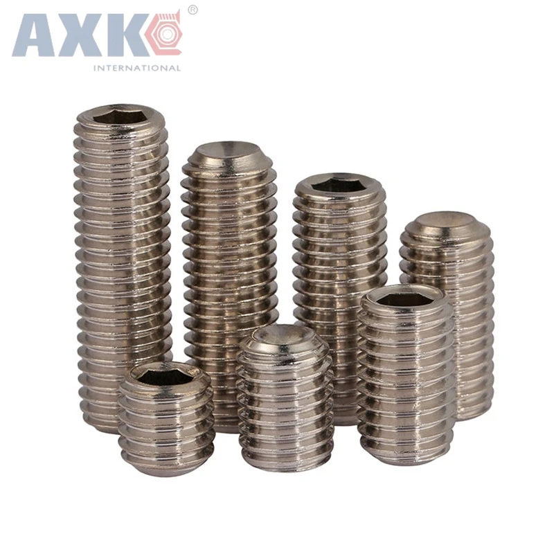 AXK DIN913 M2.5 M3 M4 M5 M6 M8 304 Stainless Steel Metric Thread Grub Screws Flat Point Hexagon Socket Set Headless | Обустройство