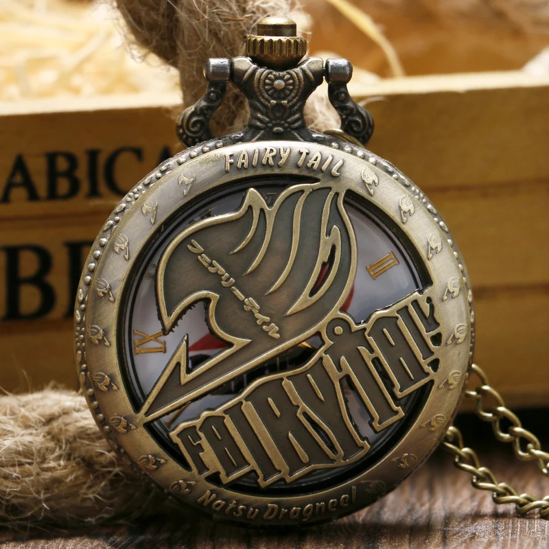Японский аниме Fairy Tail серый Fullbuster полый дизайн кварцевые карманные часы колье с