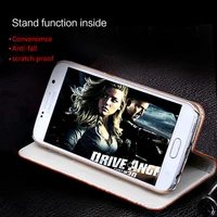 luxury fashion phone case for samsung galaxy 8 all hand made genuine leather flip phone case lychee texture protection shell