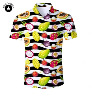 Модная мужская рубашка с фруктовым принтом, забавные Гавайские рубашки, облегающая Повседневная рубашка, Мужская 3d рубашка с короткими рукавами, Пляжная брендовая мужская блузка