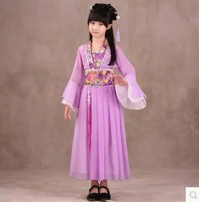 1 Древний китайский традиционный Национальный костюм для девочек розовое платье