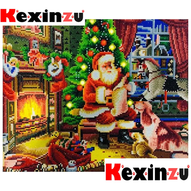 Kexinzu светодиодный светильник Полный Круглый дрель 5D DIY алмазная живопись 3D