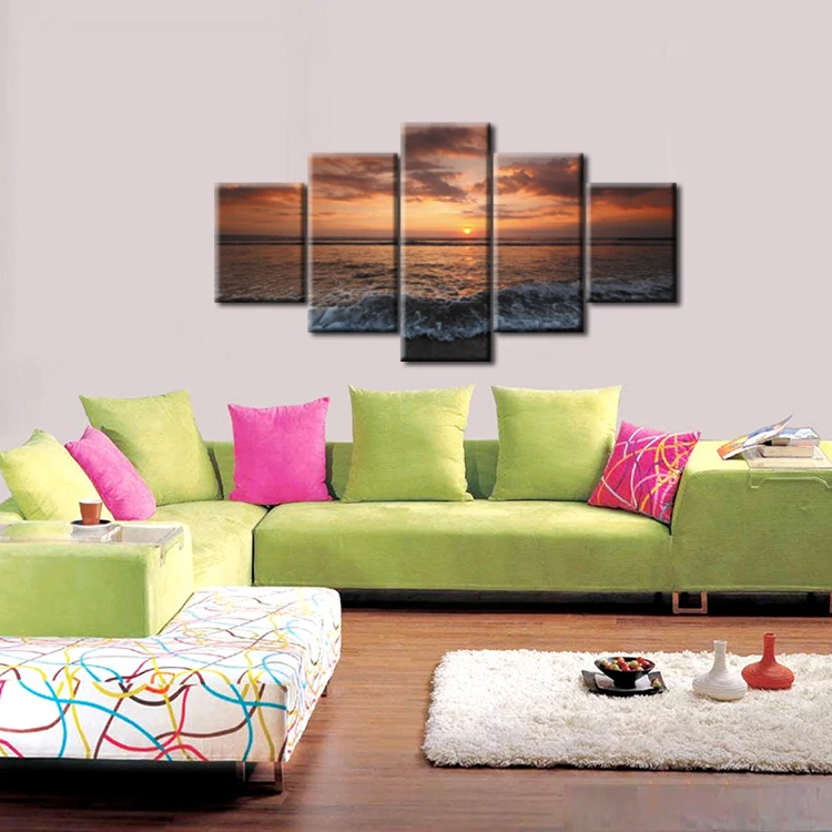 5 Pieces Seascape With HD Large Print Canvas Painting For Living Room Home Decoration Unique Gift Wall Picture Framed J009-056 | Дом и сад