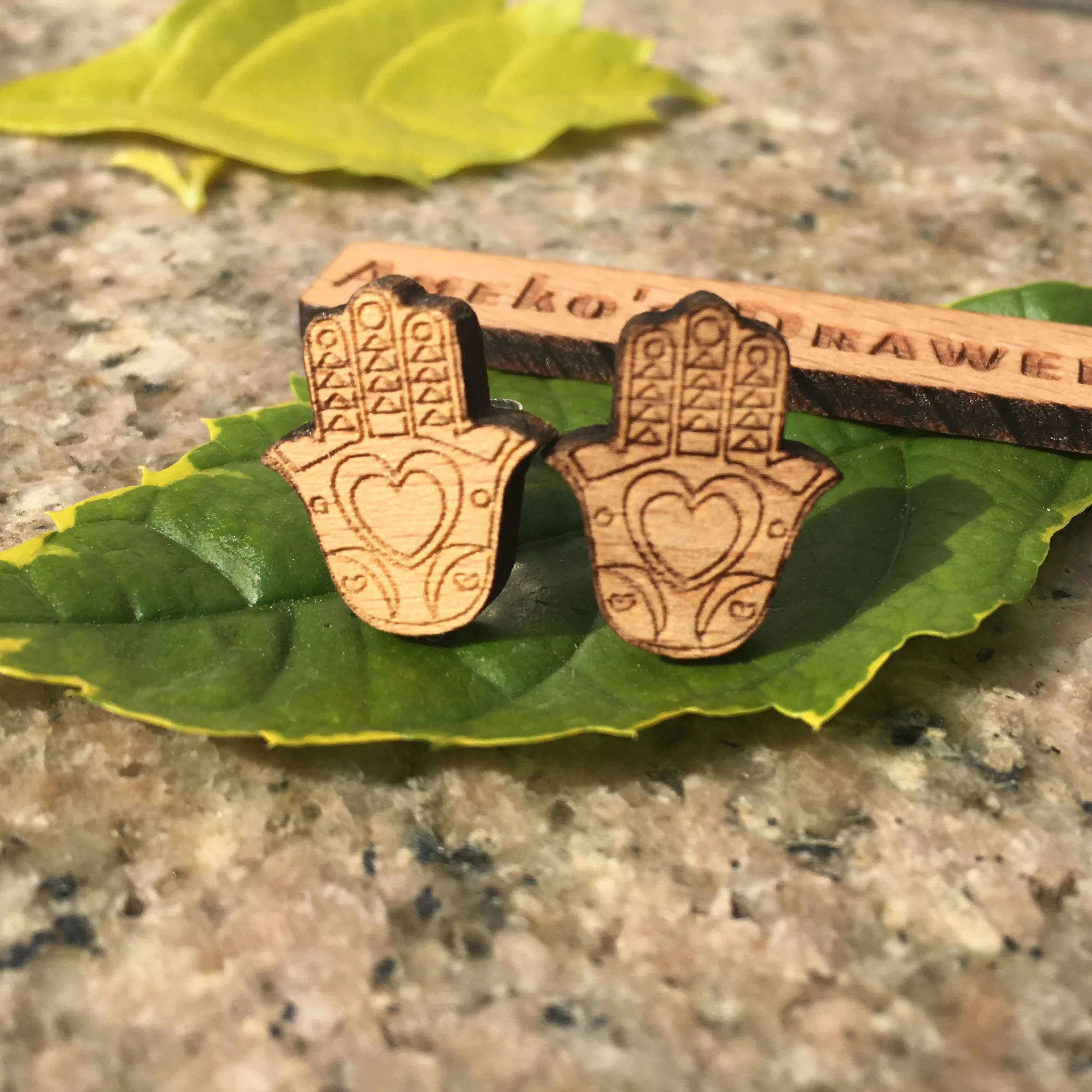 Серьги с гравировкой лазерные серьги деревянные ручной работы|hamsa earrings|jewelry