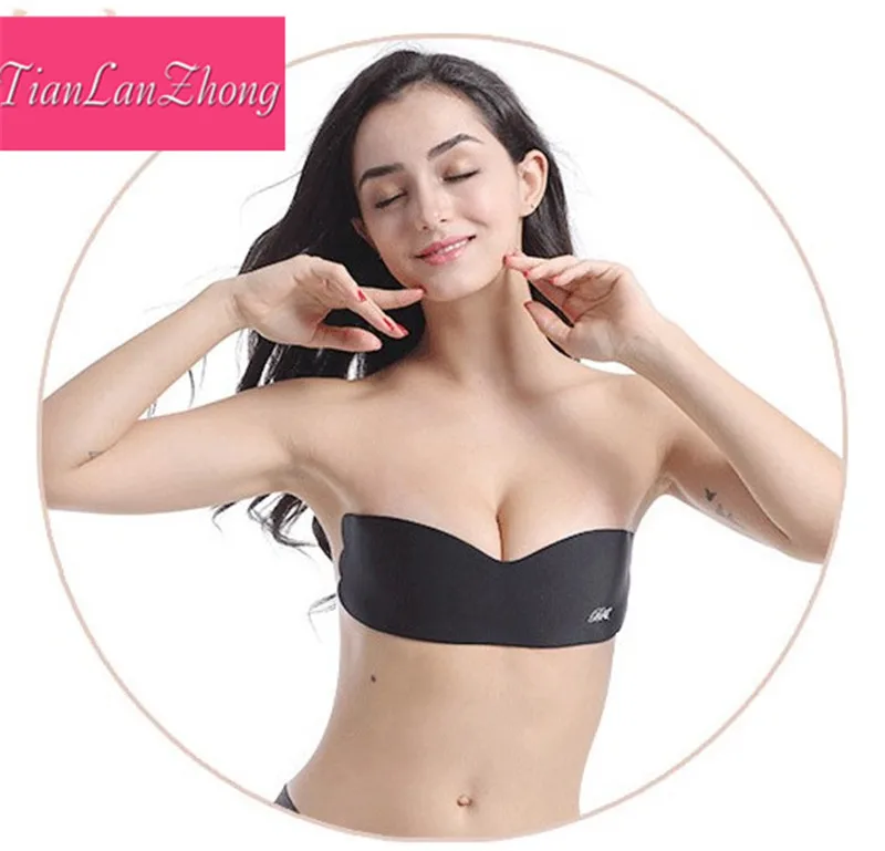 100 pcs Newest Sexy Woman Push Up Self-Adhesive Silicone Bust Front Closure One Piece Seamless Strapless Invisible One-piece Bra