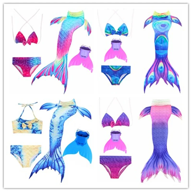 Маскарадный костюм Русалочки Русалочка Ариэль для девочек 4 шт. топы трусики