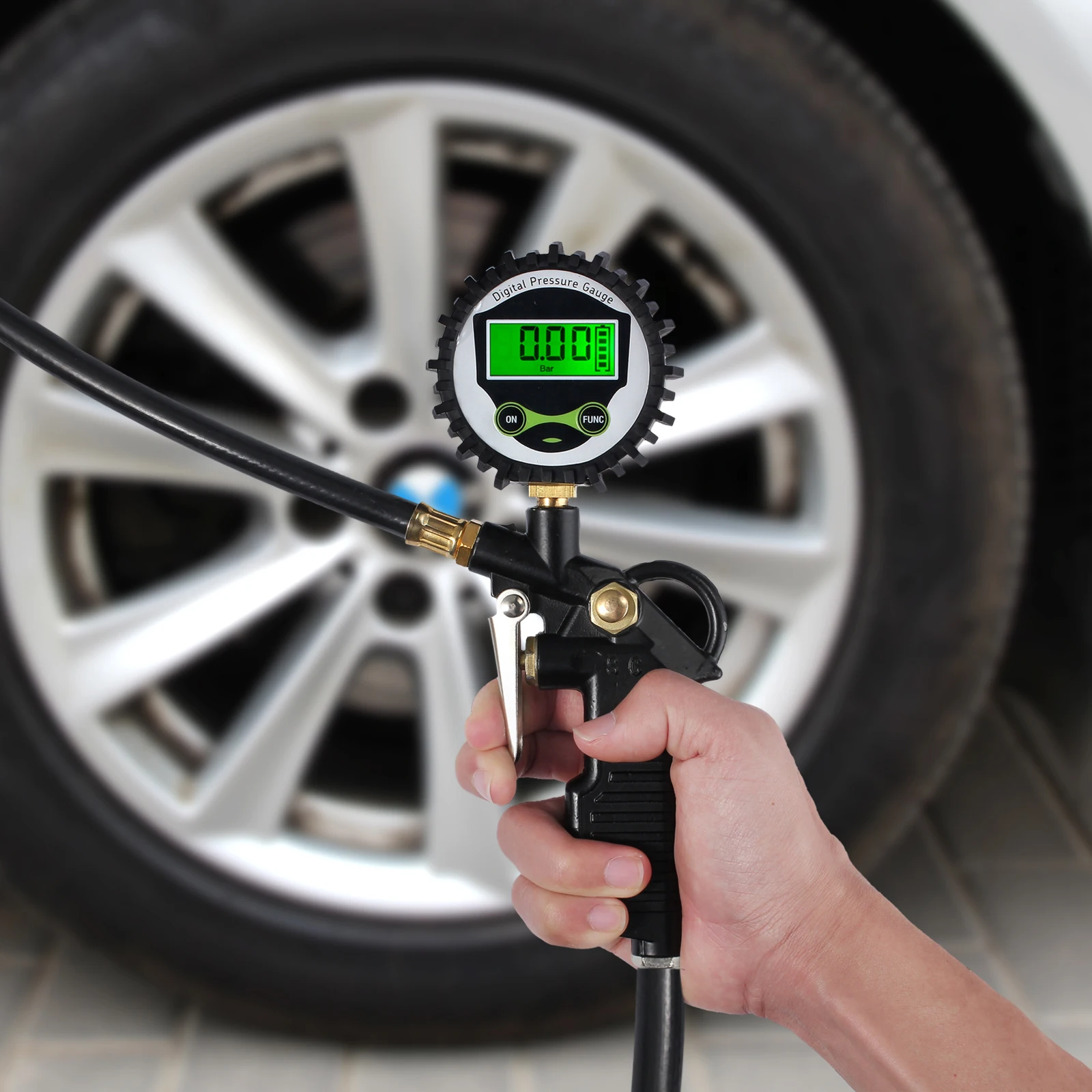 Autolet цифровой автомобильный шиномонтажный манометр, Манометр давления в шинах, 5 черных колпачков клапана, автомобильный тестер, мониторинг надувания
