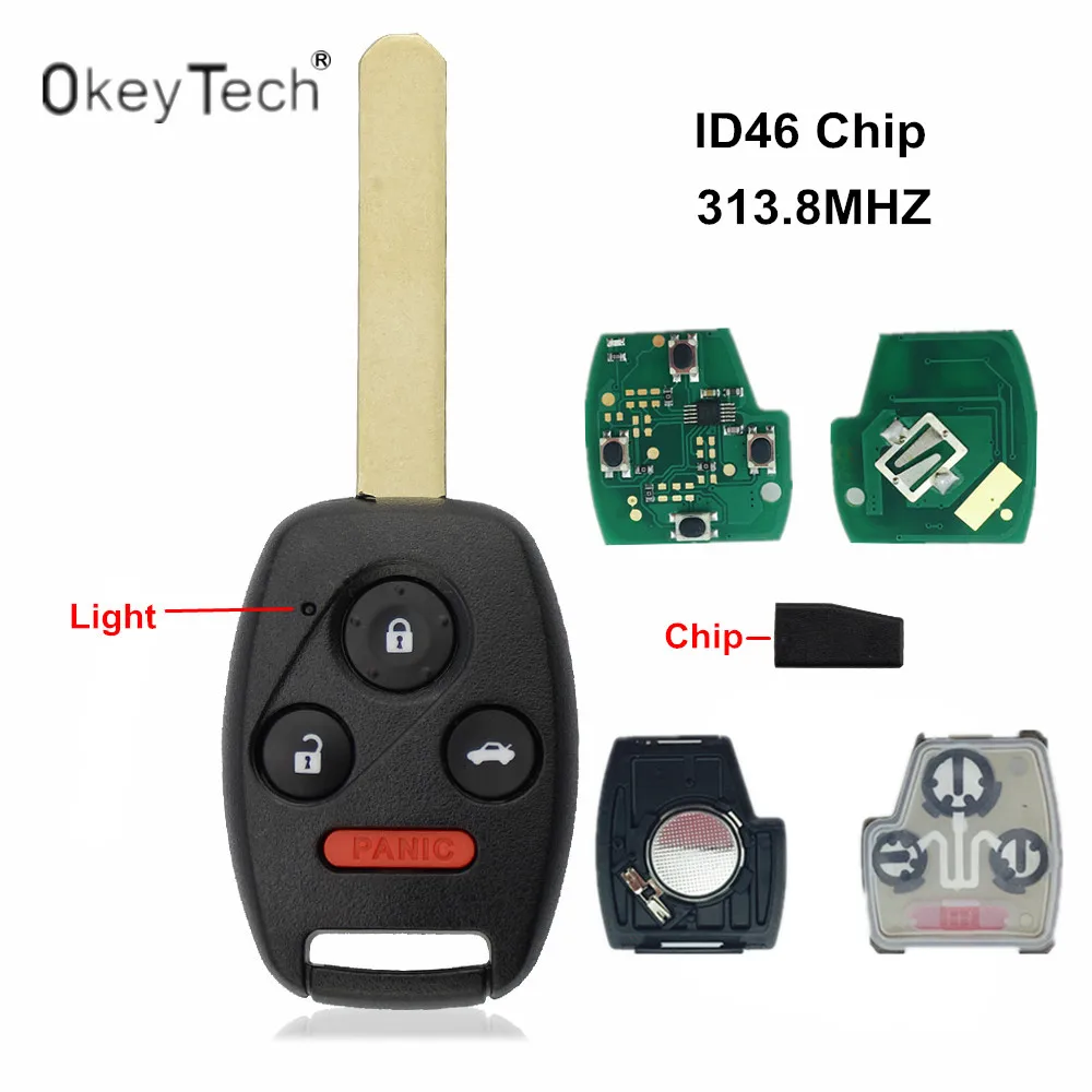 OkeyTech 4 кнопки дистанционный Автомобильный ключ для чипа Honda 313 МГц ID46 7961 Civic 2006 2011