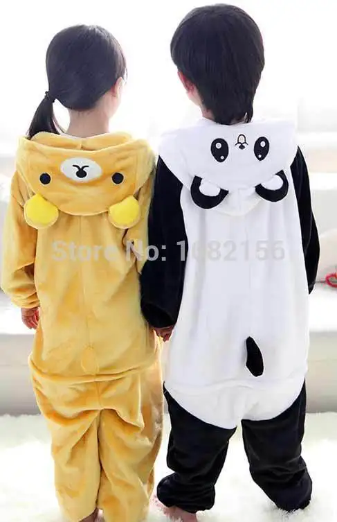 Зимний фланелевый Детский карнавальный костюм пижама с пандой Rilakkuma Пижама