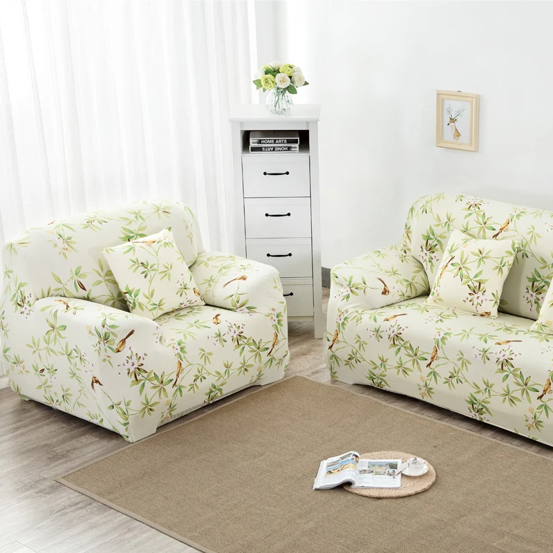 Эластичный чехол для дивана плотный универсальный с цветами из эластичной