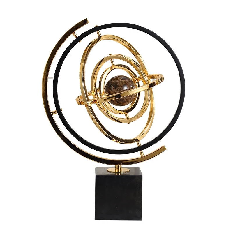 

Model room hotel home living room decorations metal marble globe office study light luxury ornaments WL5091556