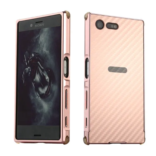 Rose Для sony Xperia XZS XZ1 X Compact XA1 Ultra чехол алюминиевый бампер металлическая рамка+ задняя крышка из углеродного волокна для Xperia XZ Premium чехол s - Цвет: Rose