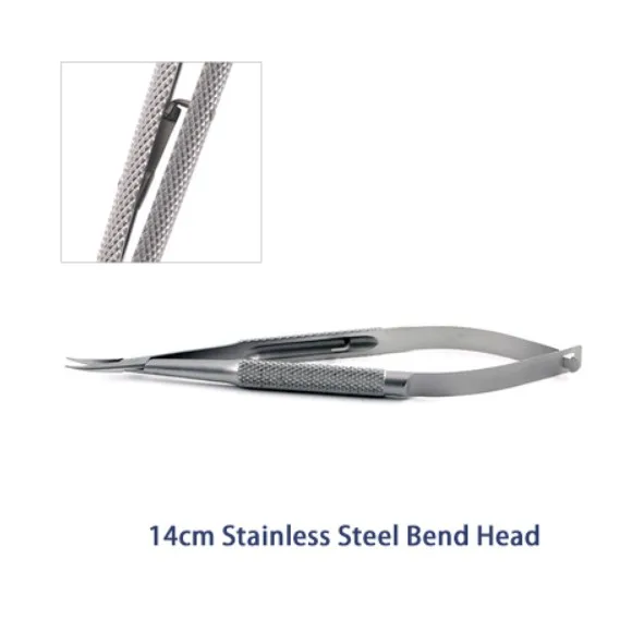 14CM bend head 12,5 см 14 см 16 см фиксатор Иглодержатель офтальмологический инструмент Иглодержатель косметический контактный зажим титановый Пинцет хирургические инструменты - Цвет: 14CM bend head