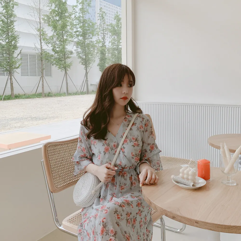 Большие размеры, летнее платье для девочек, Boho, вечерние, женские, винтажные платья, шифоновое, синее, розовое, с принтом, с коротким рукавом, женские платья, LongRobe Vestido