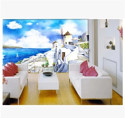 

Mural Environmental protection bedroom living room sofa TV setting wall paper 3D wallpaper mural in the Mediterranean