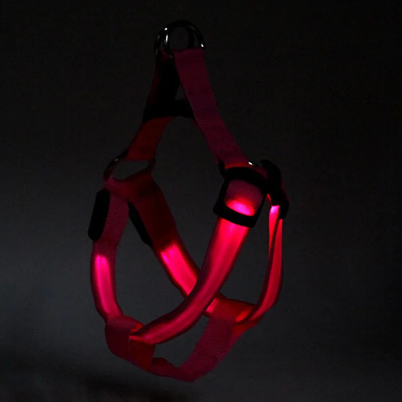 PET Nylon LED Dog Harness Pet Cat Dog Collar Harness Vest Safety Lighted Dog Harness Pet Dogs Luminous Fluorescent Collars