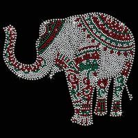 2pclot elephant iron on bling transfer designs iron on transfer rhinestones fix patches for shirt hot fix design stone