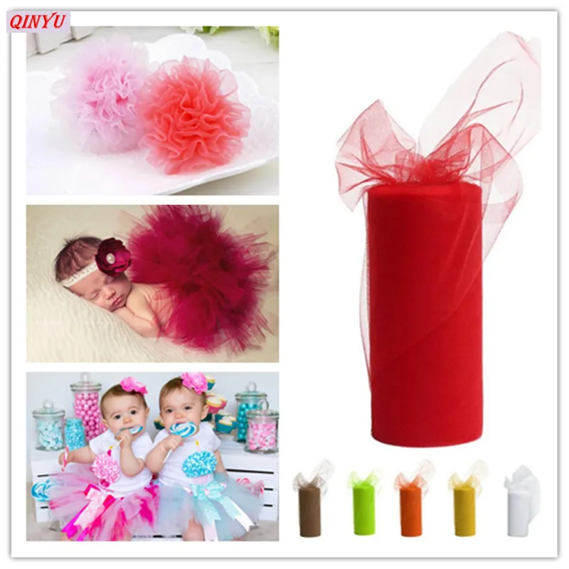 Рулон тюля fabric15CM * 22M DIY Белой Органзы скрученный тюль для фатиновая юбка