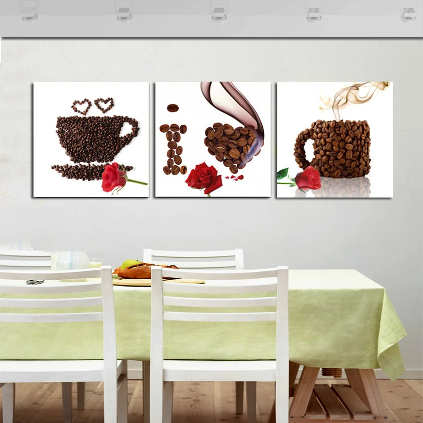 New arrival modular HD Canvas Print Wall Art Coffee Painting Pictures Beans Mugs I Love You Cafe Shop Modern Home Decor Picture | Дом и сад