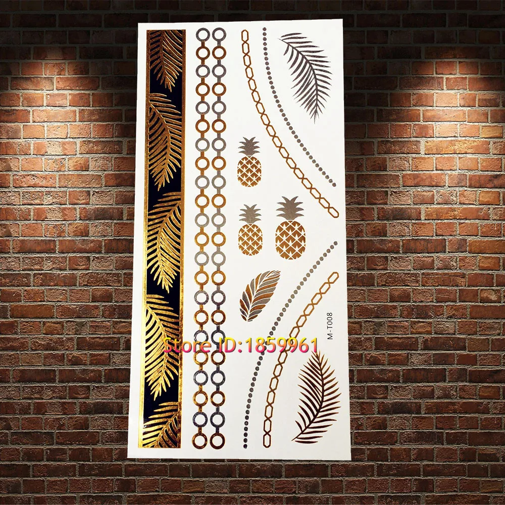 1PC Fashion Angel Wings Designs Gold Flash Metallic Temporary Tattoo Makeup Body Art AGLH-006 Black Cat Fake Choker Neck | Красота и