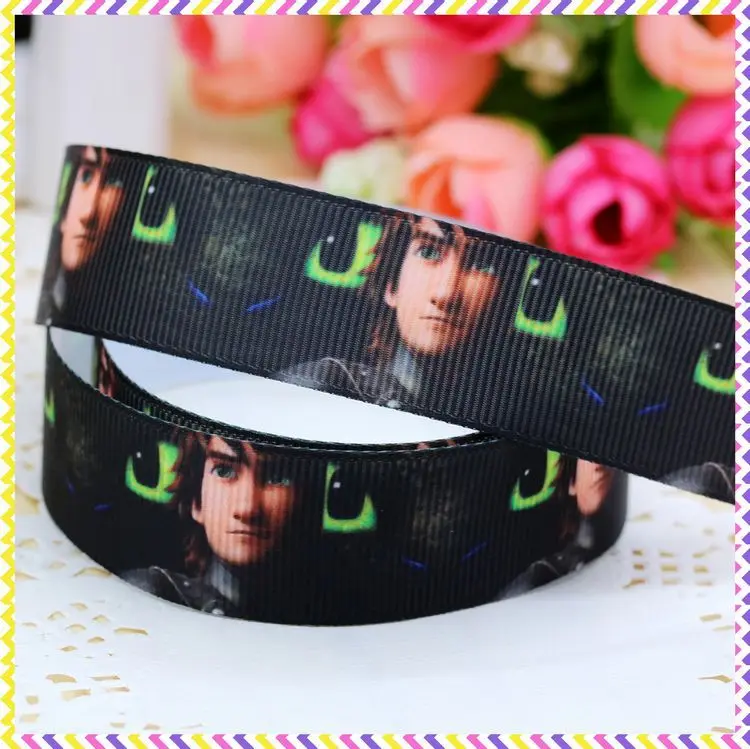 7/8 ''Бесплатная доставка лента с принтом дракона головной убор бант для волос