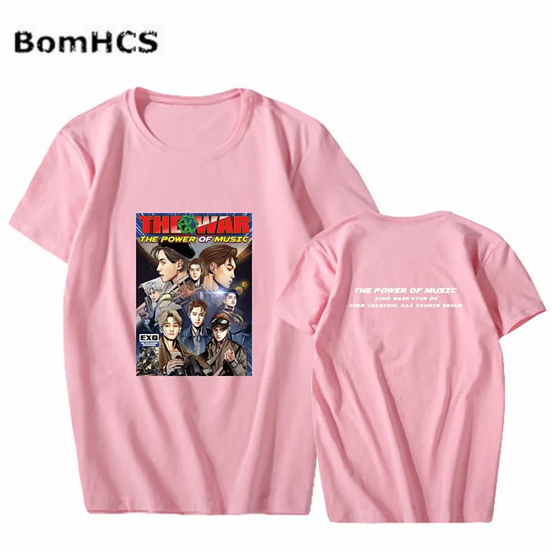 Хлопковая футболка BomHCS Kpop EXO топ с коротким рукавом для фанатов музыкальной силы