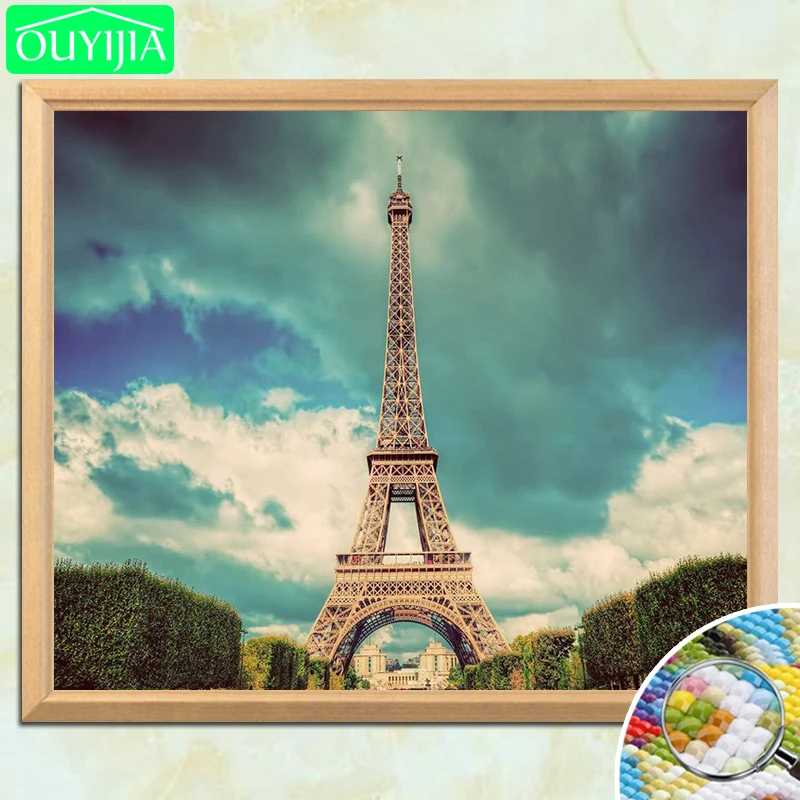 World Famous Scenic Spots &quotEiffel Tower under the cloud&quot 5D DIY Diamond Painting Square Embroidery Rhinestone Mosaic Pic | Дом и сад