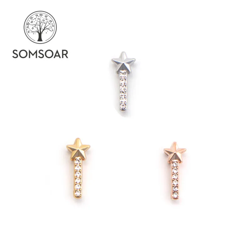 Somsoar ювелирные изделия звезда Фея Золотой слайд шармы с кристаллом подходит 10 мм
