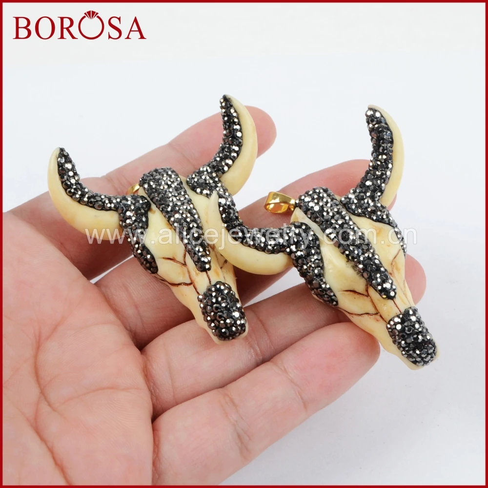BOROSA 5 шт. кулон с головой буйвола для крупного рогатого скота стразы из смолы