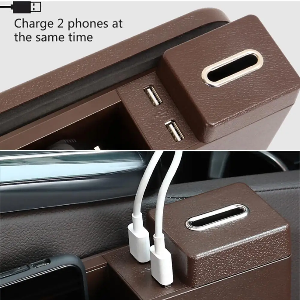 Двойное зарядное устройство USB автомобильный ящик для хранения