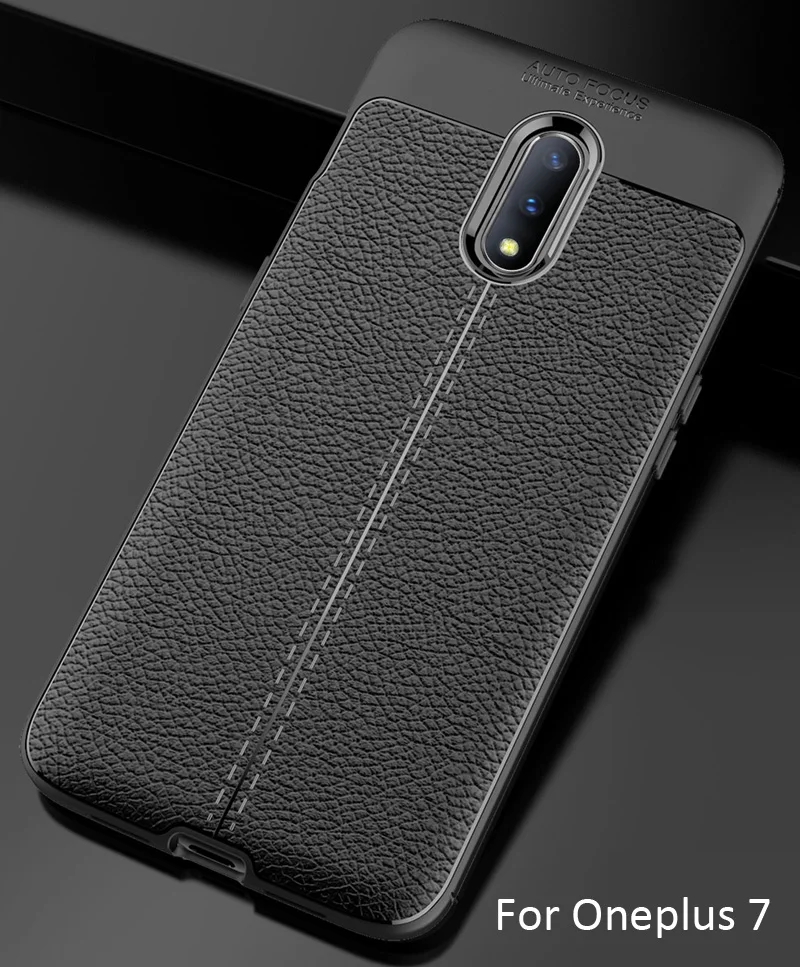 Кожаный чехол с текстурой личи для Oneplus 7 7T Pro матовый, мягкий, из ТПУ силиконовый чехол
