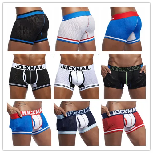 JOCKMAIL, мужское нижнее белье, боксеры, нейлоновая сетка, дышащие, Cuecas, боксеры для фитнеса, молодежное нижнее белье, одежда для больших мальчиков, мужские боксеры, эластичные ноги