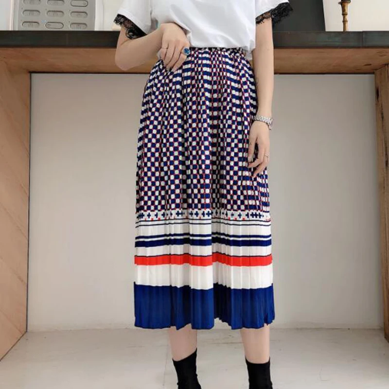 Женская юбка в полоску роскошная облегающая трапециевидная с высокой талией