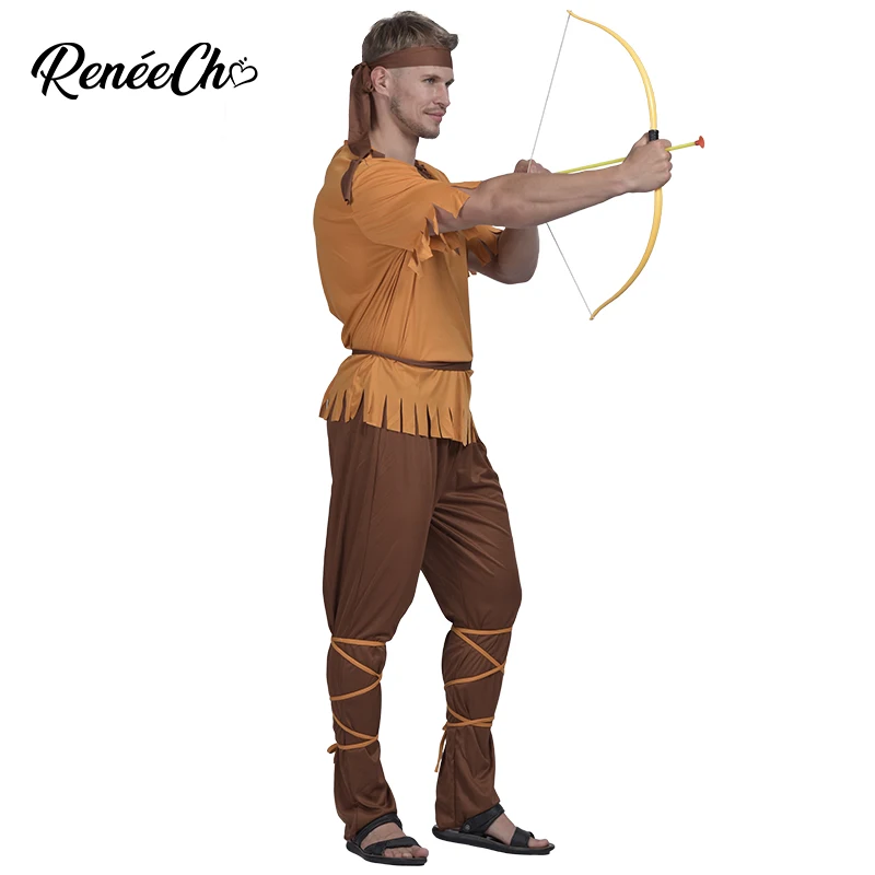Reneecho мужской костюм Робин Гуд на Хэллоуин для взрослых Охотник косплей Pole Play