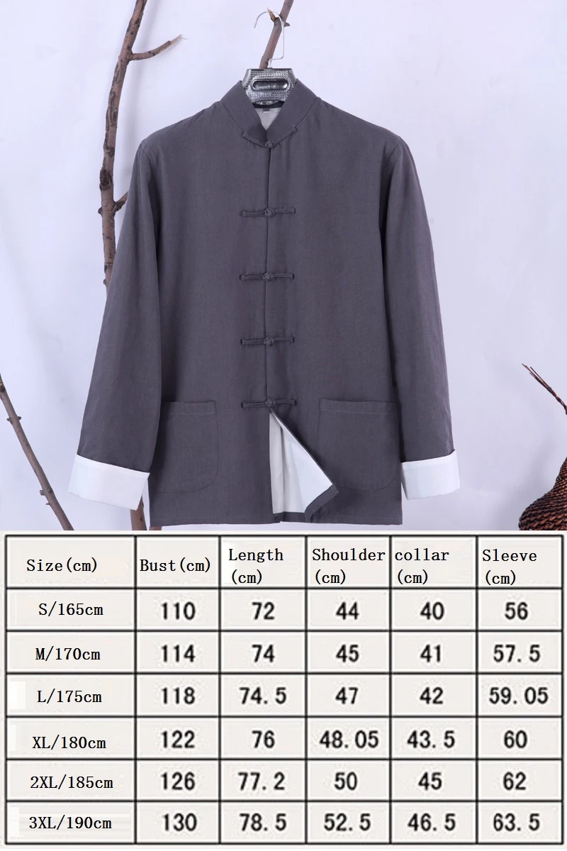 deep grey Традиционная китайская одежда, костюм для кунг-фу, Тан, мужской, Повседневный, Восточный, для мужчин, tai chi, костюмы для мужчин, Униформа, Тан, zhuang, куртка для взрослых - Цвет: deep grey