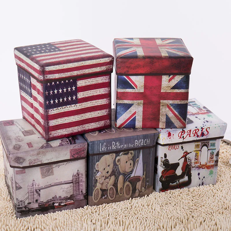 European and American style Non-woven Storage stool Sundries Box Cabinet Underwear Basket Fast Shipping |
