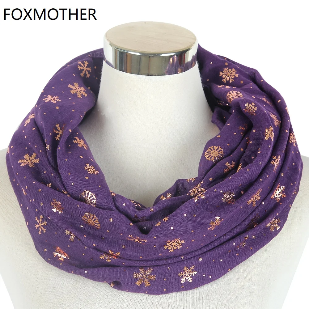 FOXMOTHER/Новые модные золотые шарфы в виде снежинок фиолетового темно синего цвета с
